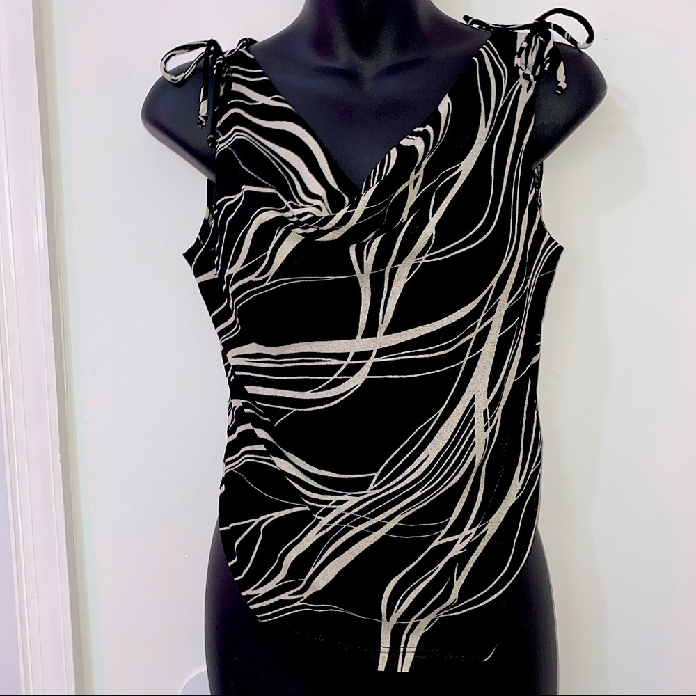 Abstract Cowl Neck Top